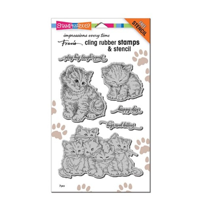Kitten Hugs Cling Stamp Set Cat Animals by Stampendous Stamps Etsy