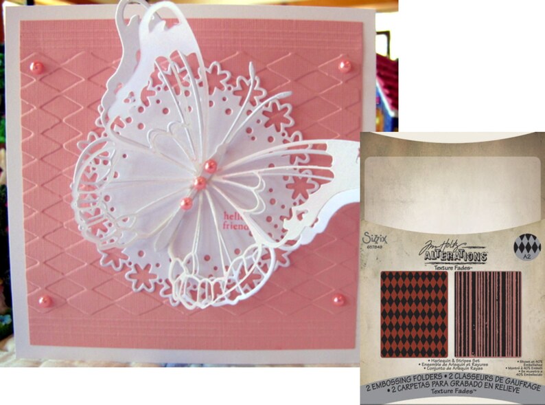 Sizzix Embossing folders Tim Holtz Harlequin and Stripes 2pc Etsy