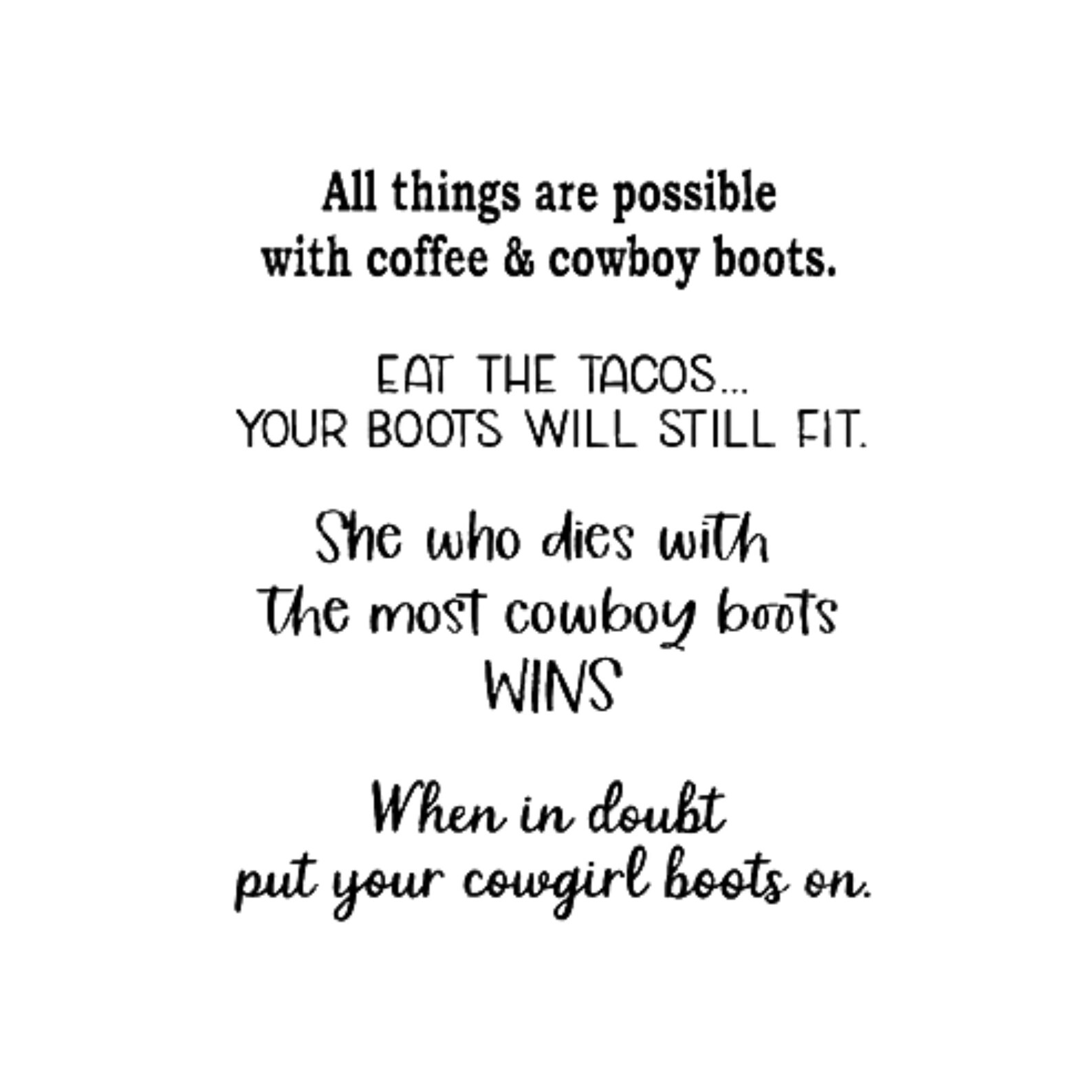 Cowboy Boot Sayings Cling Stamp Set Sentiments Words Etsy