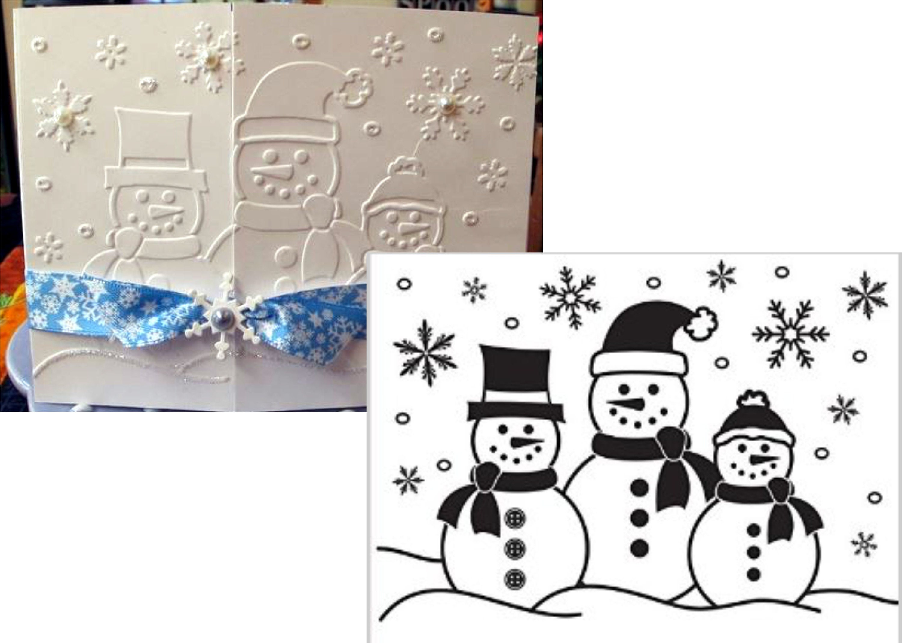 Christmas Embossing Folder Three Snowman Darice Folders Etsy