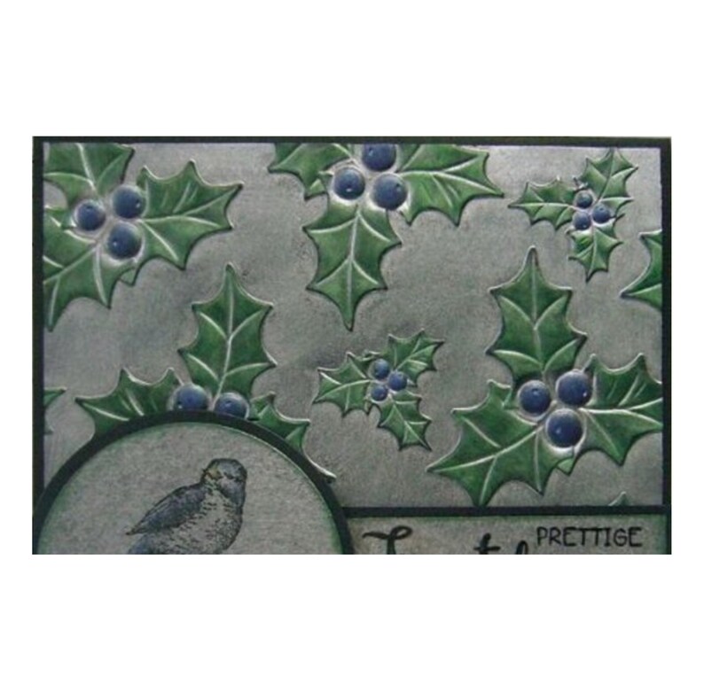 Embossing Folder Holly Leaves Berries 3D Nellie Snellen Etsy