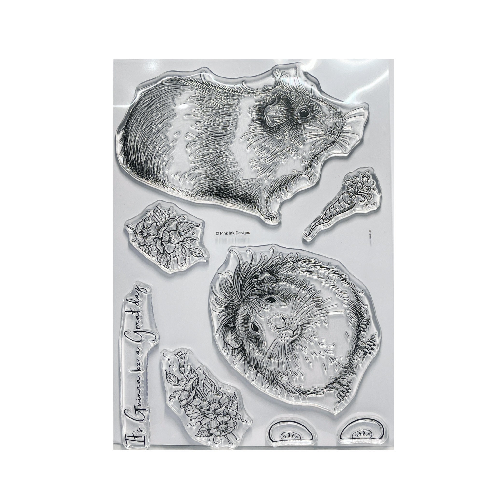 Large Guinea Pig Cling Stamp Guineawig AnimalsPetswords Pink Etsy