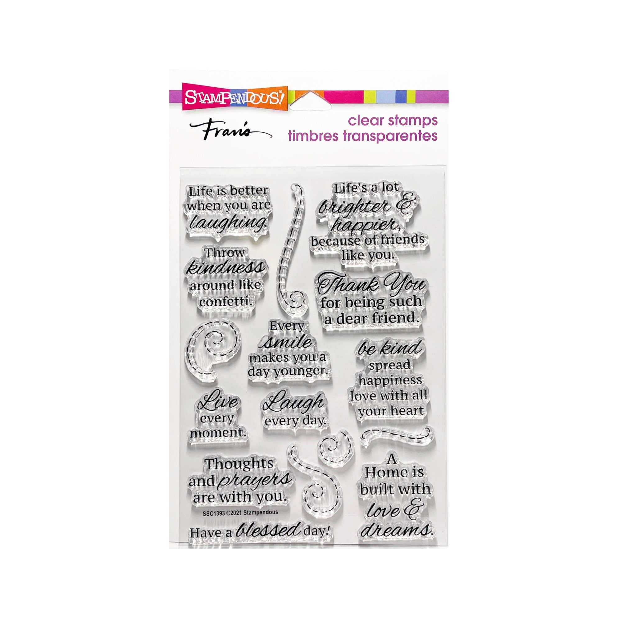 Sentiments Words Cling Stamp Set Laugh Every Day Stampendous | Etsy
