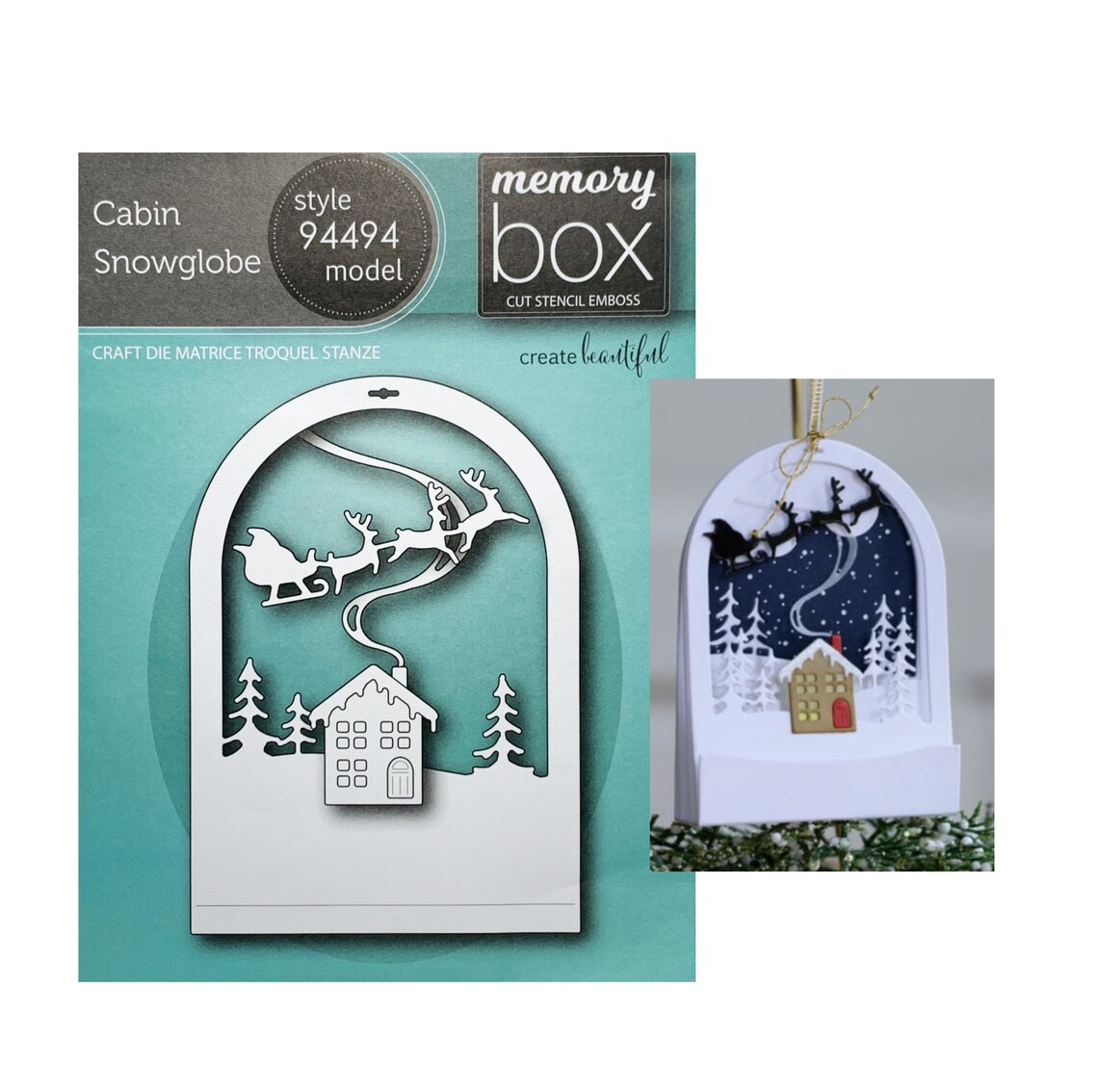 Cabin Snow Globe metal die cut Christmas Landscape Memory Box Etsy