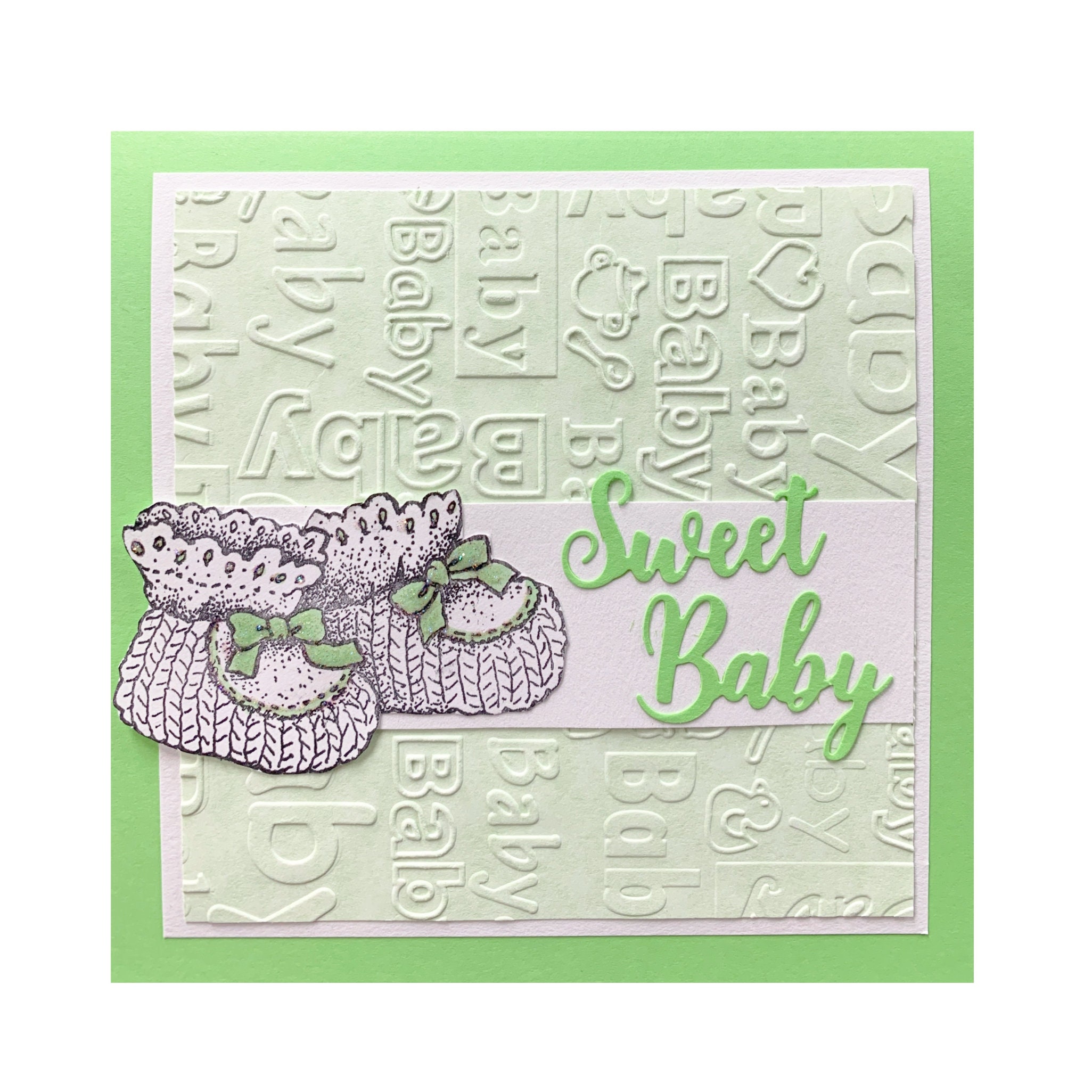 Baby Booties Lg Rubber Stamp Knit Impression Obsession Serendipity Cling Stamps 