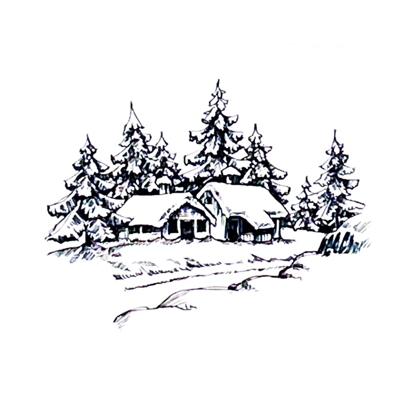 invitations,and Cardmaking WT002 Wintery House Cling Stamp Nellie Snellen clear stamps Christmas Winter House Scene for Scrapbooking