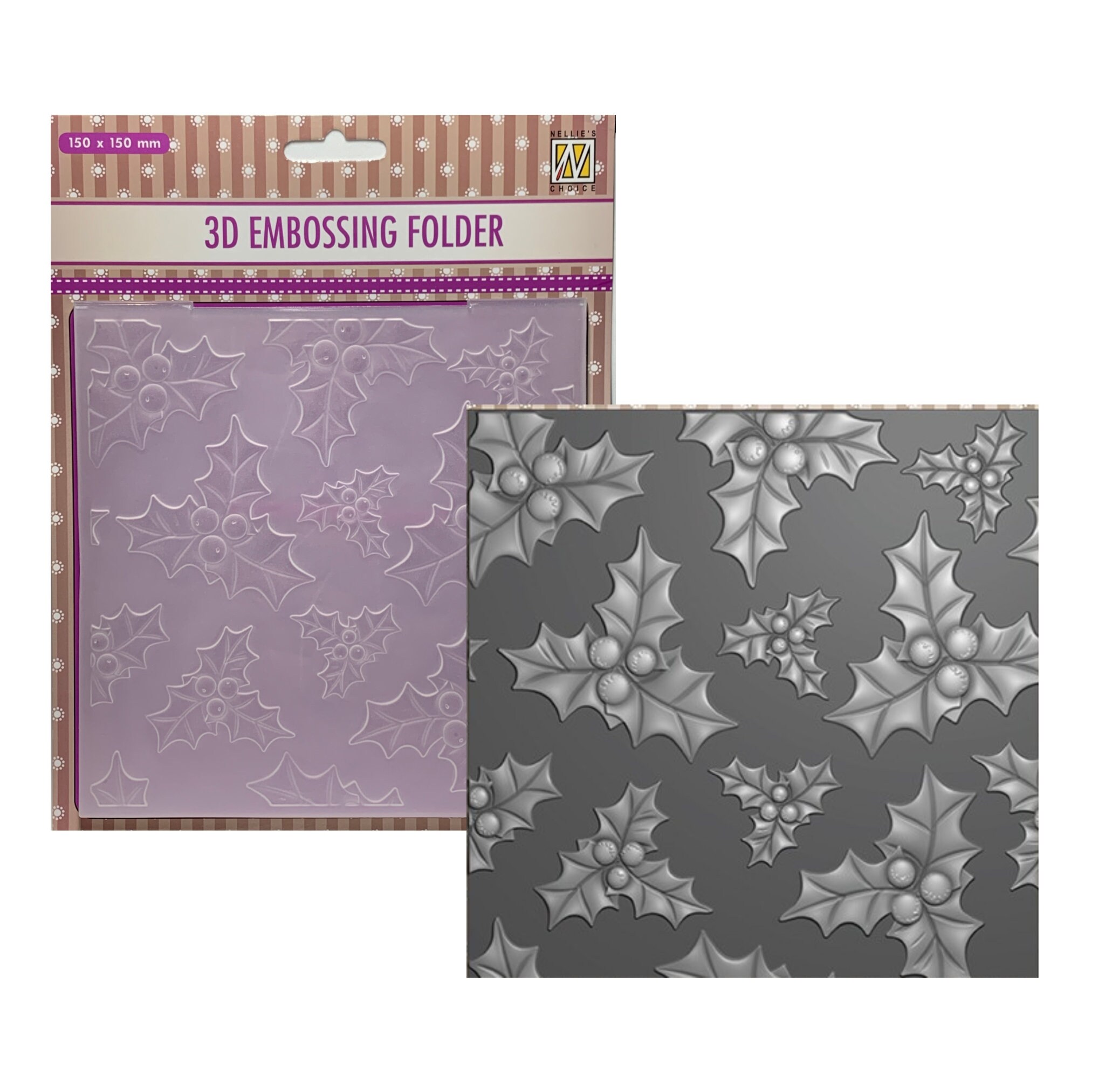 Embossing Folder Holly Leaves Berries 3D Nellie Snellen Etsy