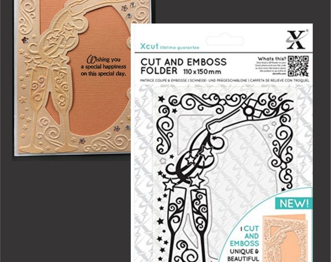 Champagne Frame Embossing Folder XCUT Cut & Emboss Embossing Folders for Scrapbooking and