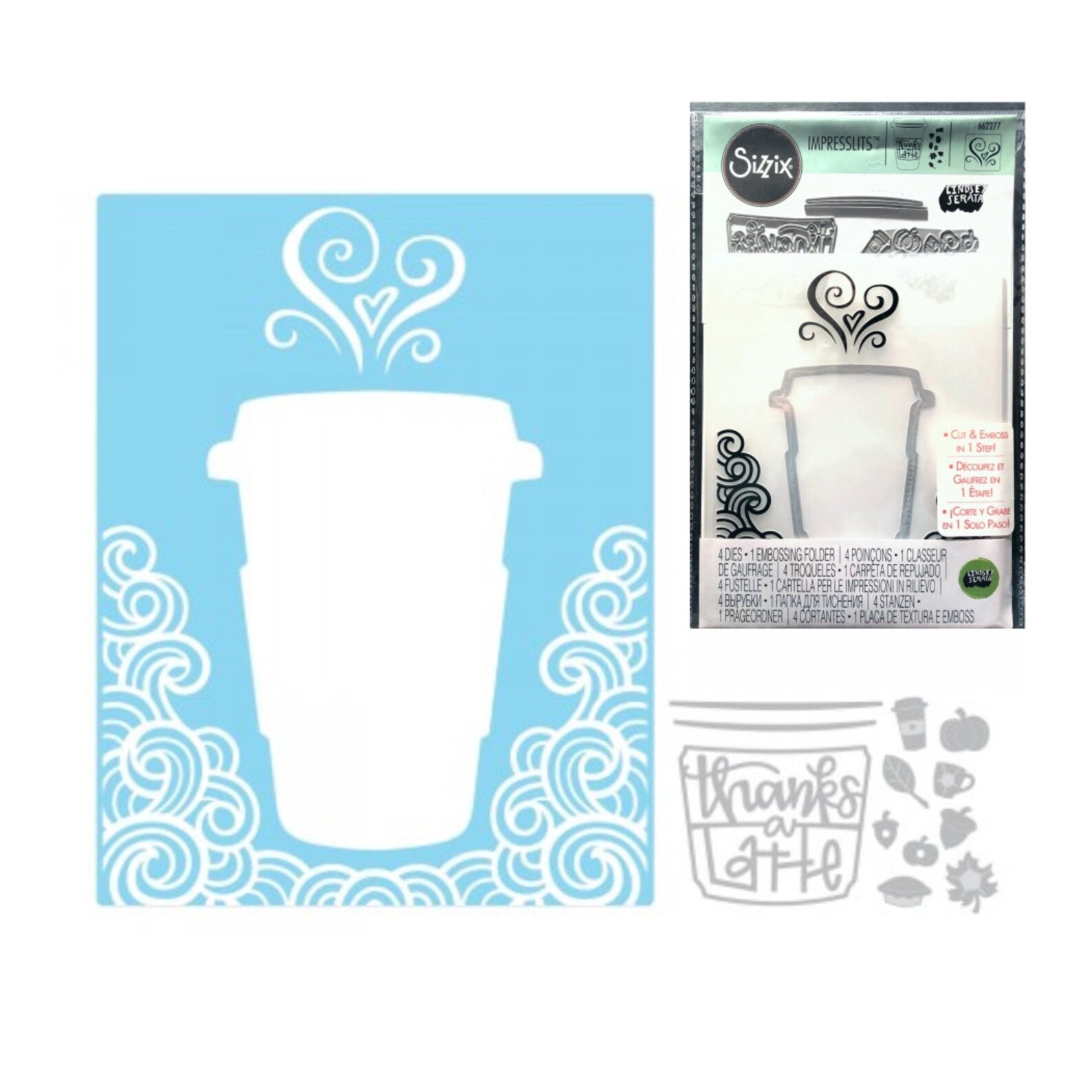 Coffee Embossing Folder Thanks a Latte Sizzix Die Cut & Etsy