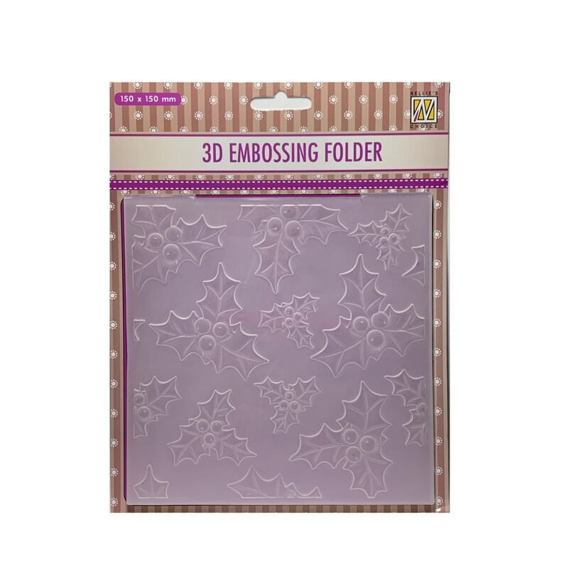 Embossing Folder Holly Leaves Berries 3D Nellie Snellen Etsy