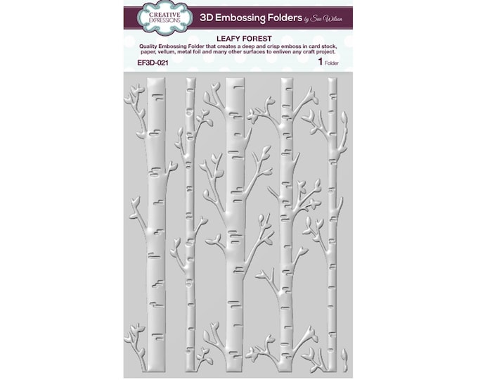 Embossing Folder Leafy Forest 3D by Creative Expressions Birch Tree