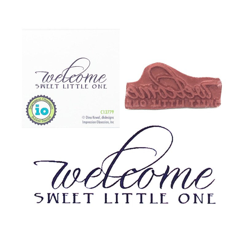 New Baby Rubber Stamp Welcome Sweet Little One Impression Obsession Cling Stamps for Scrapbooking,Cardmaking Phrase Verse Sentiment C13779