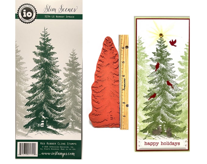 Pine Tree Rubber Stamp Norway Spruce Slimline Landscapes Impression ...