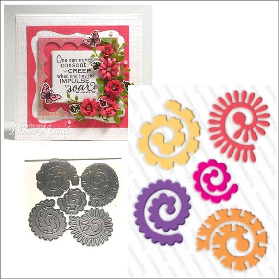 Scrapbooking & Paper Crafts Spiral Flowers 3D Metal Die Cut Stencils