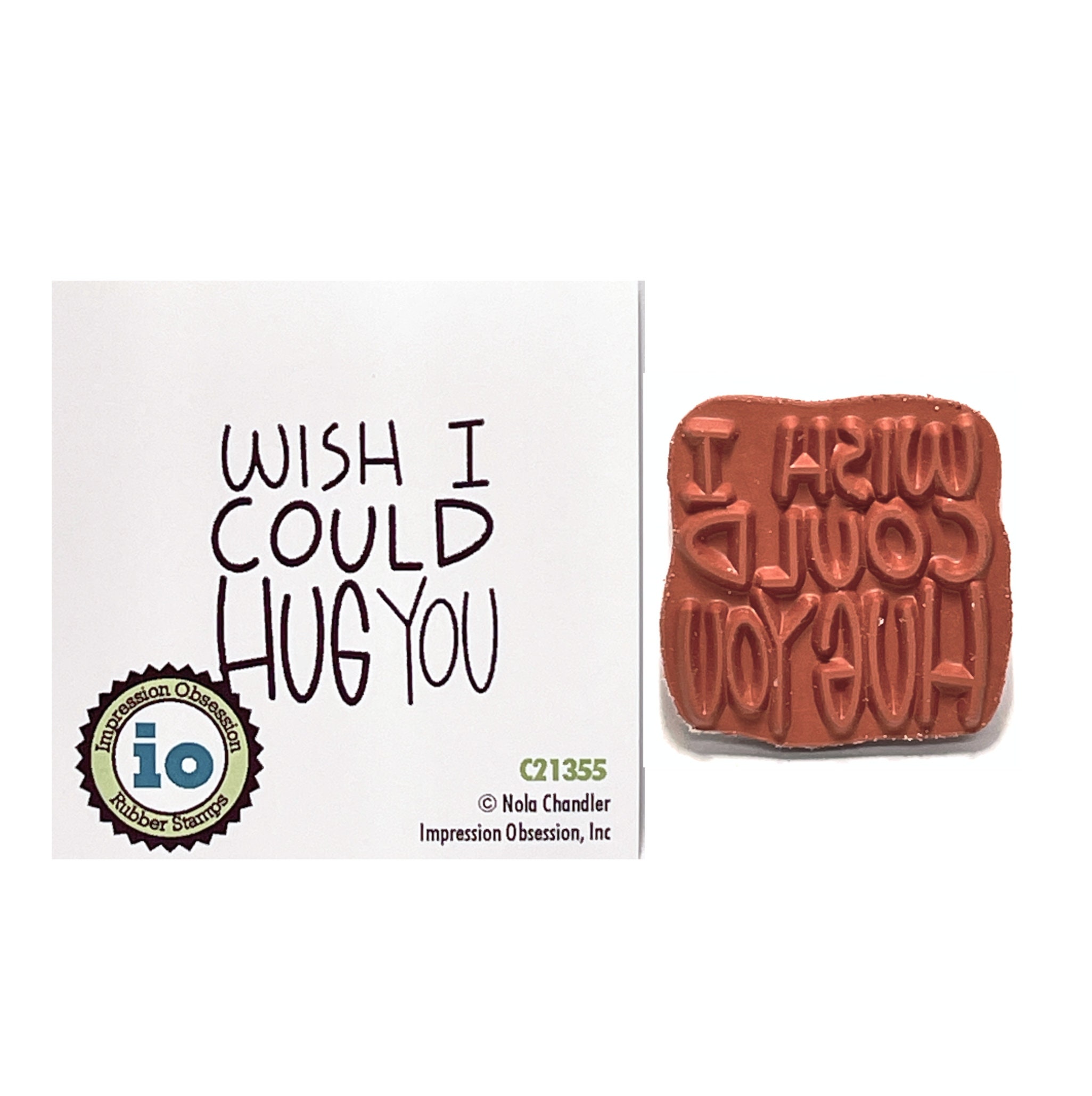 Wish I could hug you Cling Rubber Stamp Words Sentiment by Etsy