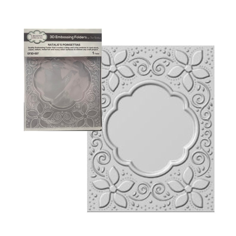 Christmas Embossing Folder Natalie/'s Poinsettias 3D Creative Expressions Sizzix,Big Shot,/& other machines EF3D-007 card making,scrapbooking