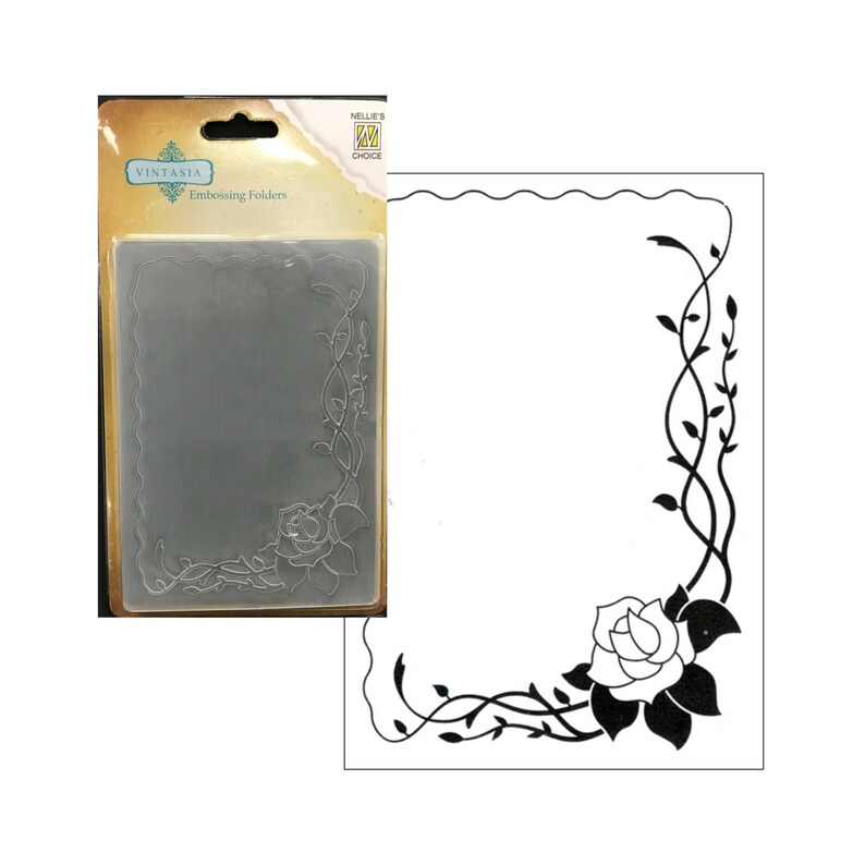 Rose Frame Embossing Folder Nellie Snellen Border Folders Etsy