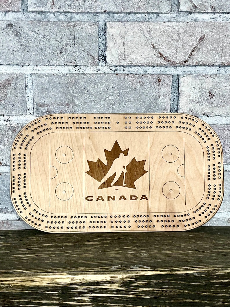 Canadian Hockey Cribbage Board, Team Canada Game Board, Gift for Hockey