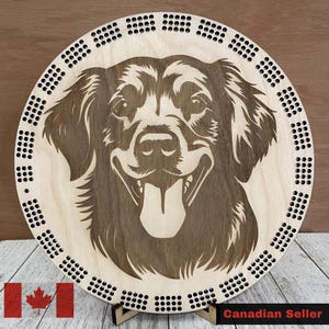 Plateau de cribbage Golden Retriever, plateau de jeu personnalisé sur le thème des chiens, parfait pour les amateurs de cribbage et de chiens, cadeau d'anniversaire, fête des pères, fête des mères,