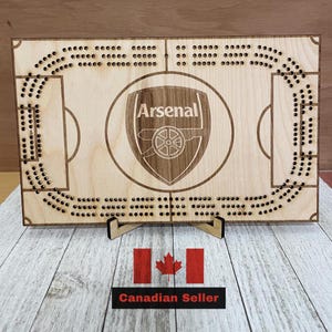 Plateau de cribbage Arsenal FC, ensemble de jeu unique, cadeau pour fan de sport, passionné de football, passionné de football, fête des pères, fête des mères, cadeau d'anniversaire