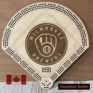 Planche de cribbage de baseball des Milwaukee Brewers, jeu de cribbage de la MLB, cadeau pour fan de sport, fanatiques de Brewers, fête des pères, fête des mères, anniversaire, mariage