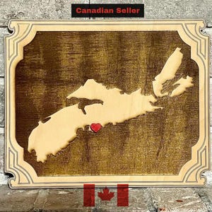 Panneau de fierté de la ville natale de la Nouvelle-Écosse, décoration murale canadienne, oeuvre d'art de la fierté du Canada, conception de carte de la Nouvelle-Écosse, fête des pères, fête des mères, mercredi