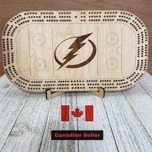 Tampa Bay Lightning Cribbage Board, jeu unique, cadeau pour fan de sport, passionné de hockey, fête des pères, fête des mères, anniversaire, cadeau de mariage
