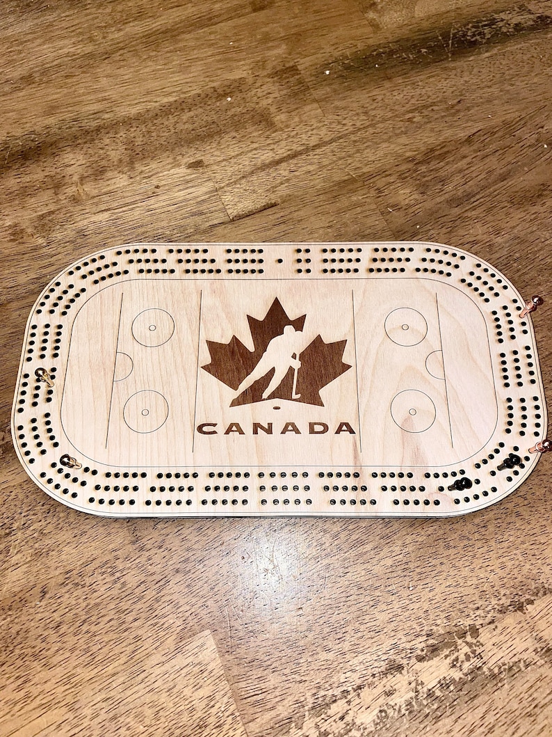 Canadian Hockey Cribbage Board, Team Canada Game Board, Gift for Hockey