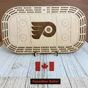 Planche de cribbage des Flyers de Philadelphie, jeu unique, fan de sport, passionné de hockey, idée cadeau personnalisée, fête des pères, fête des mères, anniversaire