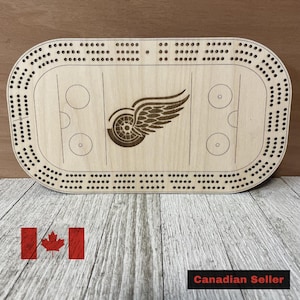 Planche de cribbage Detroit Red Wings, jeu unique, cadeau pour fan de sport, passionné de hockey, fête des pères, fête des mères, cadeau d'anniversaire, cadeau de mariage