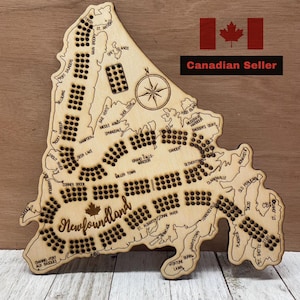 Newfoundland cribbage-bord, handgemaakt van berken, uniek Canadees cadeau, aangepast speelbord voor Newfoundlanders, Vaderdag, Moederdag