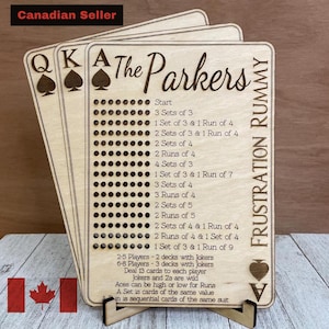 Tablero de rummy Frustration, tablero de juego de madera, juego de cartas, actividad familiar, regalo para amantes de los juegos, día del padre, día de la madre, cumpleaños, boda