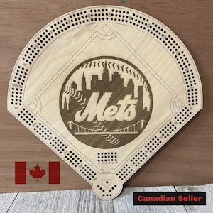 Planche de cribbage de baseball des Mets de New York, jeu de cribbage de la MLB, cadeau pour fan de sport, fanatiques des Mets, fête des pères, fête des mères, anniversaire, mariage