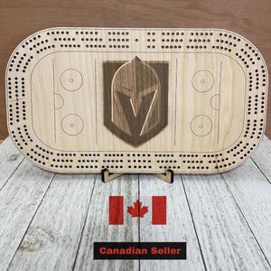 Plateau de cribbage Vegas Golden Knights, jeu unique, cadeau pour fan de sport, passionné de hockey, fête des pères, fête des mères, anniversaire, cadeau de mariage