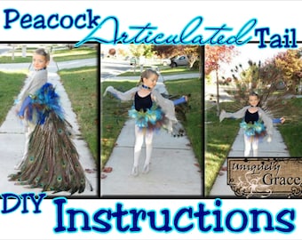 DIY Peacock Articulated Tail Costume Instructions child or adult - CONTEST WINNER! First place, wow factor, best, pdf, download, printable