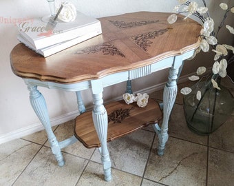 Antique Solid Wood Entryway Table - French Country blue