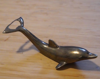 Vintage metal Dolphin bottle opener / porpoise, 6.5" / barware