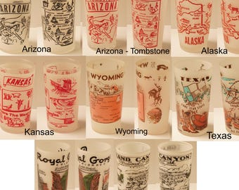 Frosted Souvenir glasses from U.S. States, National Parks - Pick from selection