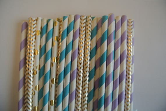 Mermaid Party Paper Straws Mermaid Party Decorations Mermaid Etsy