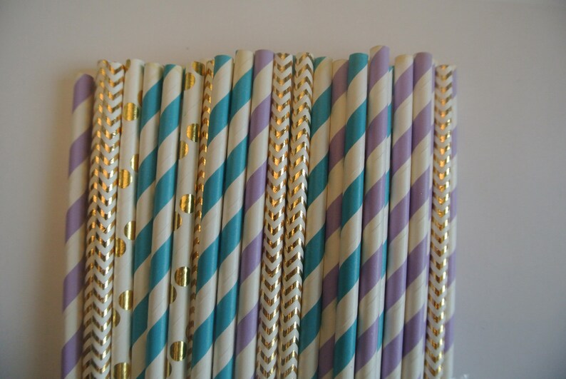 Mermaid Paper Straws Mermaid Party Decorations Paper Rabbit Etsy