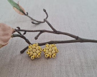 Yellow pearl ear clips, 1960s