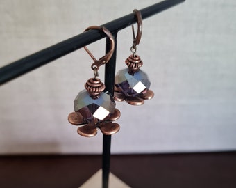 1 pair of earrings crystal copper blossom