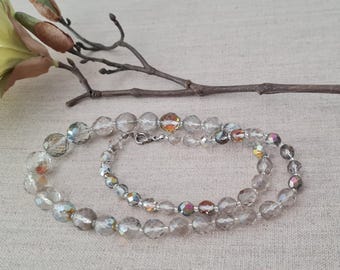Faceted glass bead necklace, 1970s