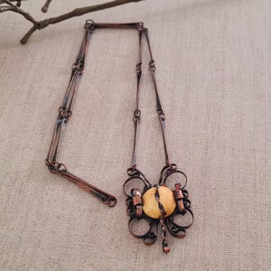 Collier Galalith en cuivre, fait main, années 1920-1940