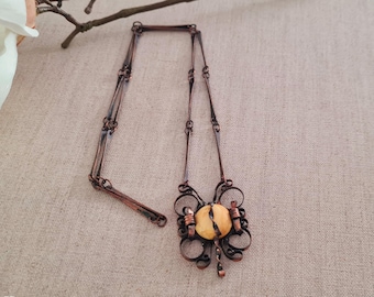 Handmade copper Galalith necklace, 1920s-1940s