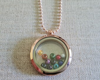 1 pc medallion necklace Pride glass stainless steel beads Rainbow