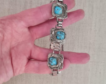 Turquoise Brutalist Bracelet, 1970s
