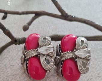 Art Deco Ethnic style ear clips from the 1960s and 1970s