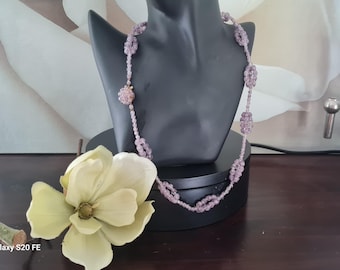 Necklace with glass beads and beaded clasp, 1960s style