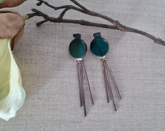 Modernist fringe earrings, dangle earrings, 925 silver, 1960s